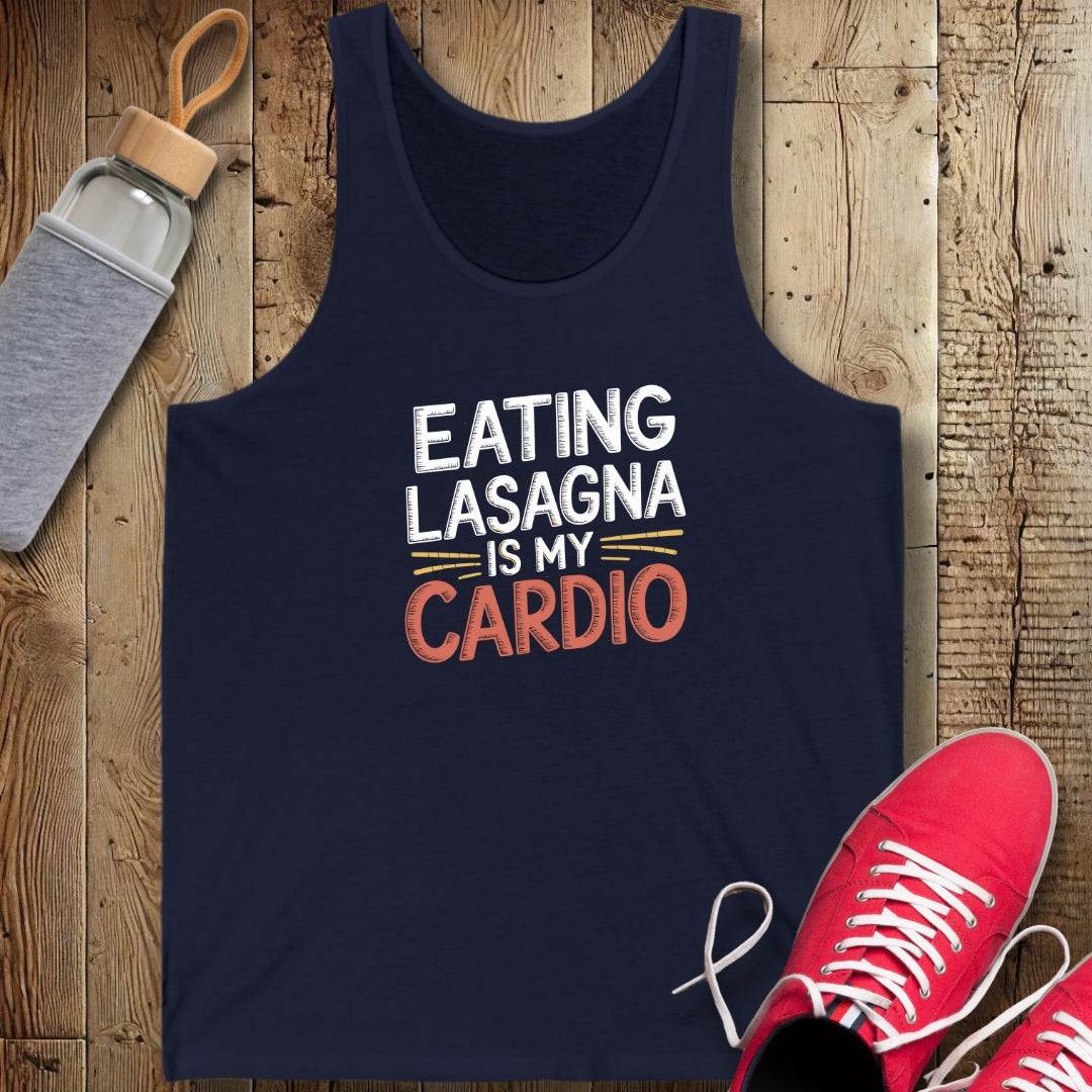 Eating Lasagna Is My Cardio Unisex Jersey Tank