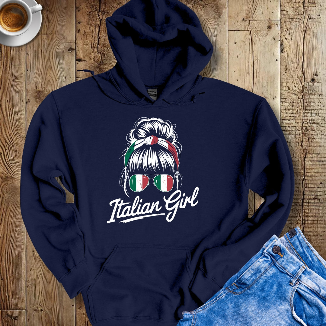 Italian Girl Messy Bun Hoodie Sweatshirt
