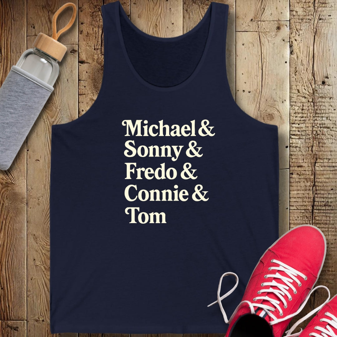 Michael & Sonny & Fredo & Connie Godfather Names Unisex Jersey Tank