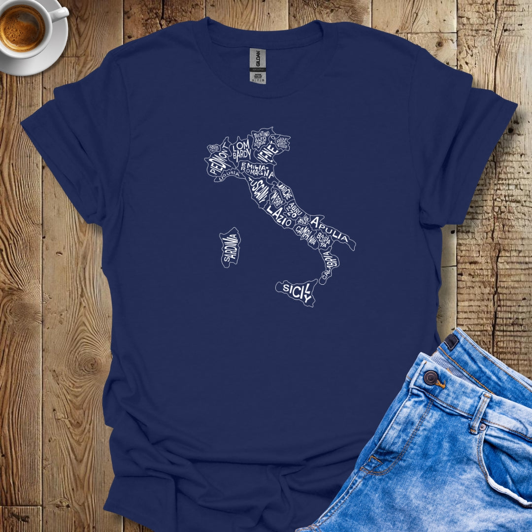 Regional Map of Italy in White T-shirt