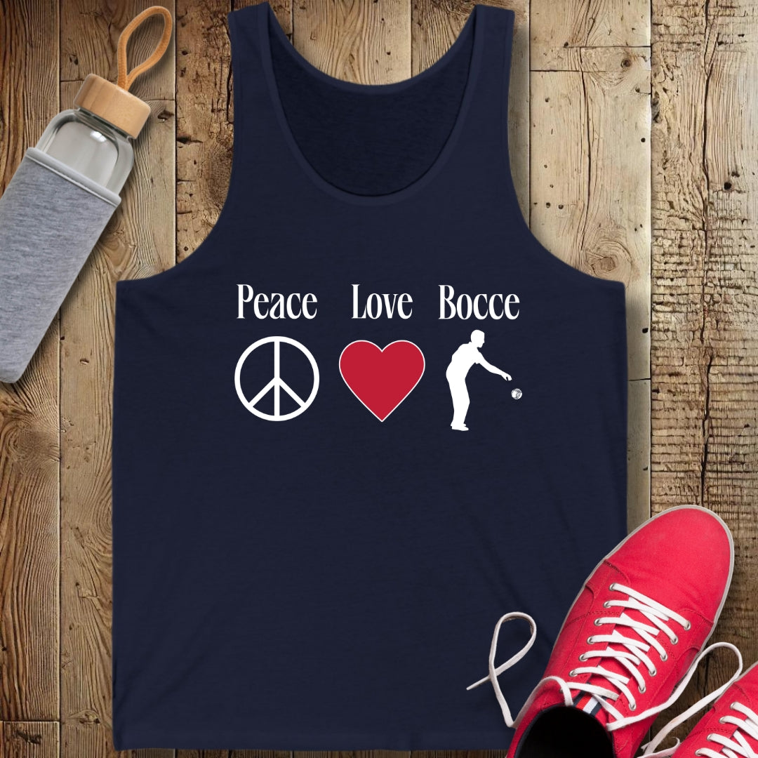 Peace Love Bocce Unisex Jersey Tank