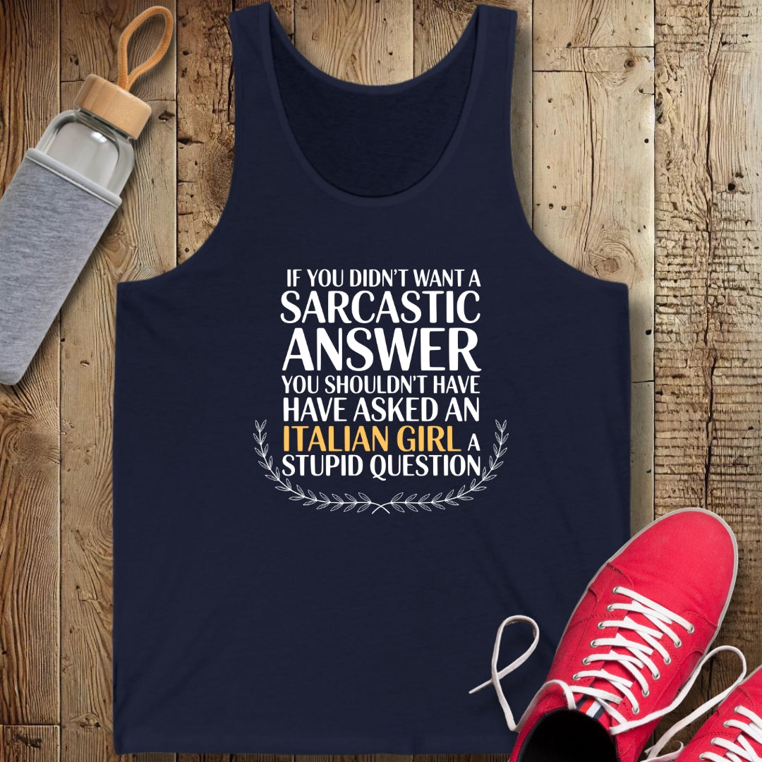 Sarcastic Answer Italian Girl Unisex Jersey Tank