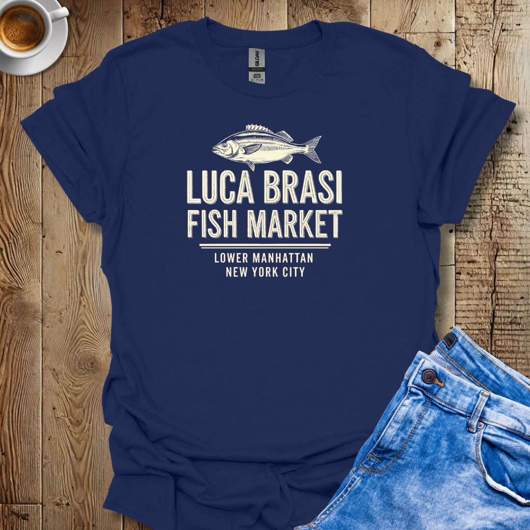 Luca Brasi Fish Market Godfather Parody T-shirt