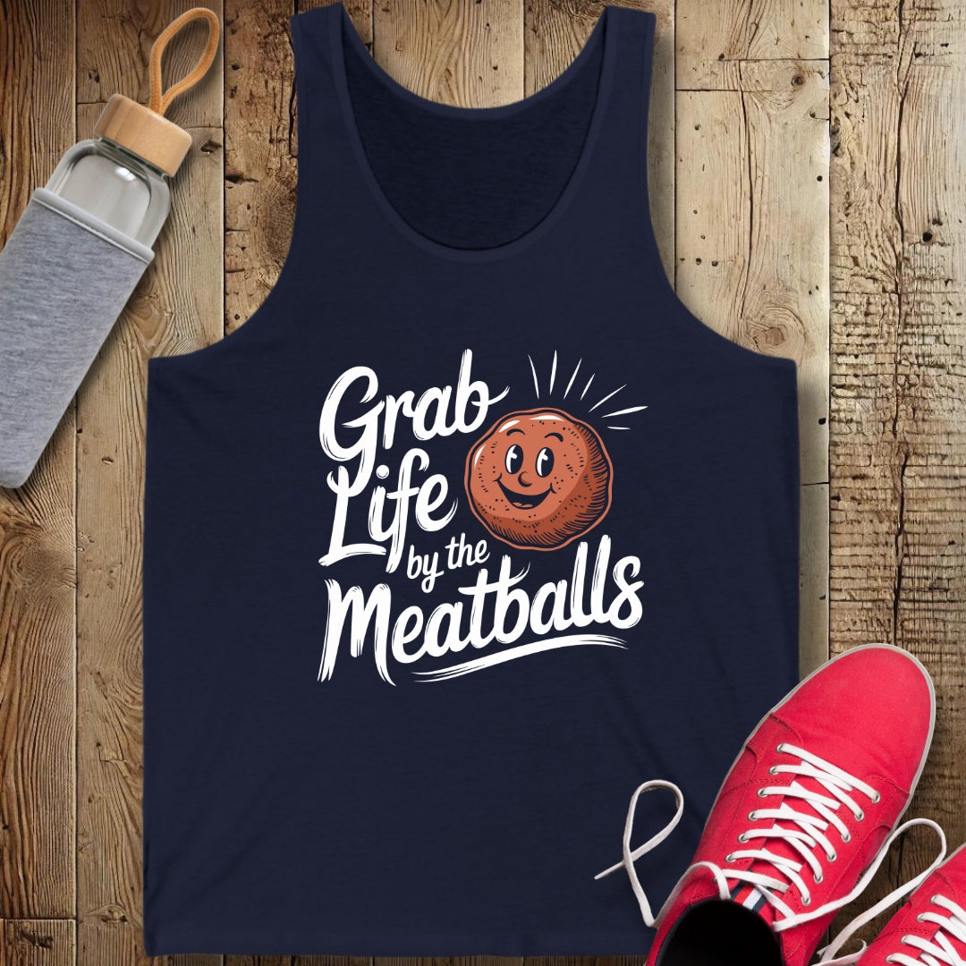 Grab Life By The Meatballs Unisex Jersey Tank