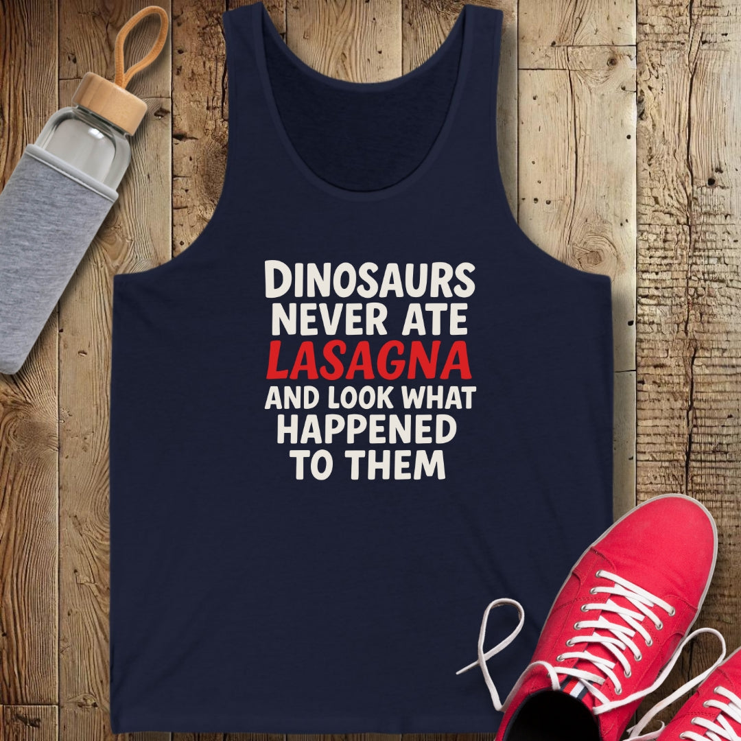 Dinosaurs Never At Lasagna Unisex Jersey Tank