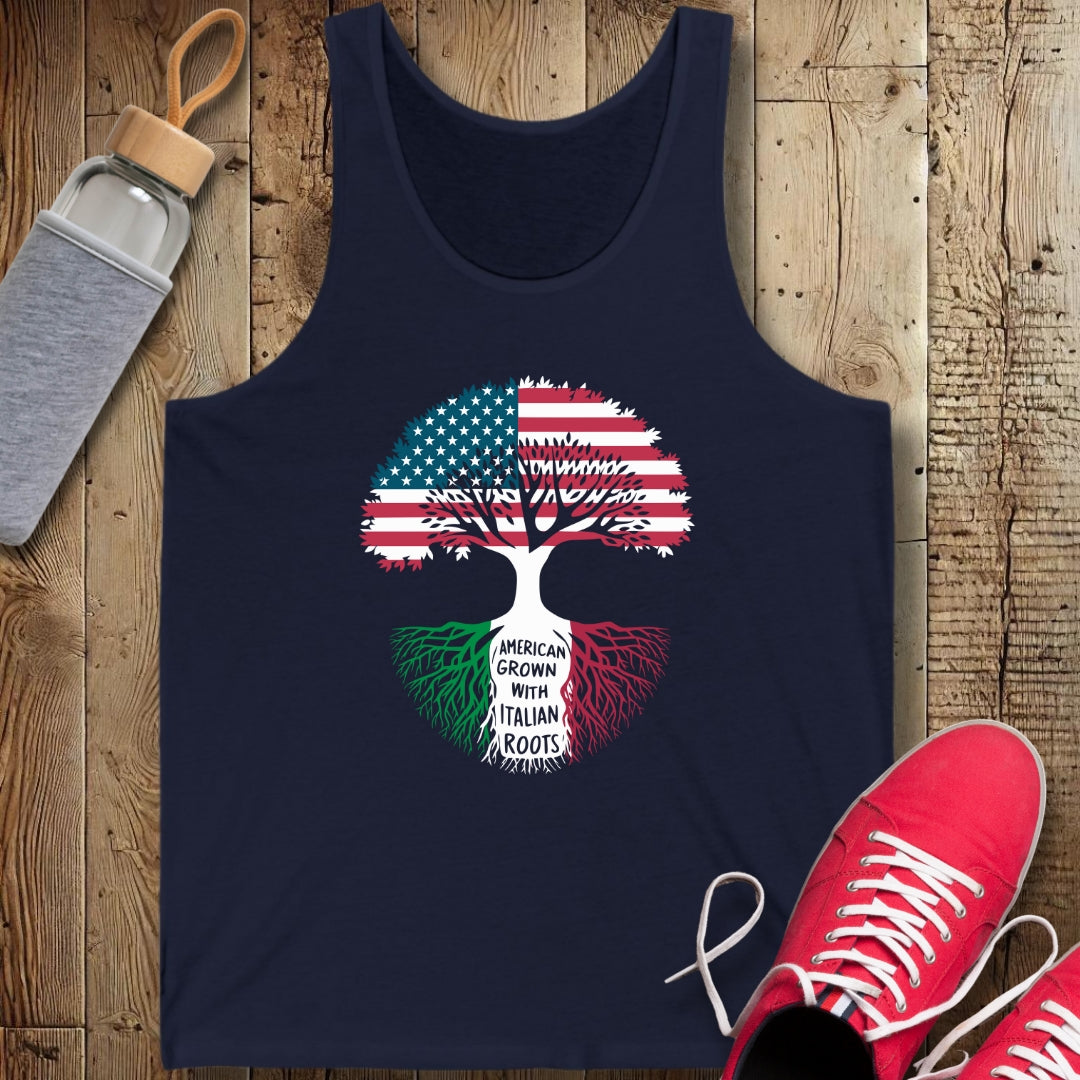 American Grown with Italian Roots Unisex Jersey Tank