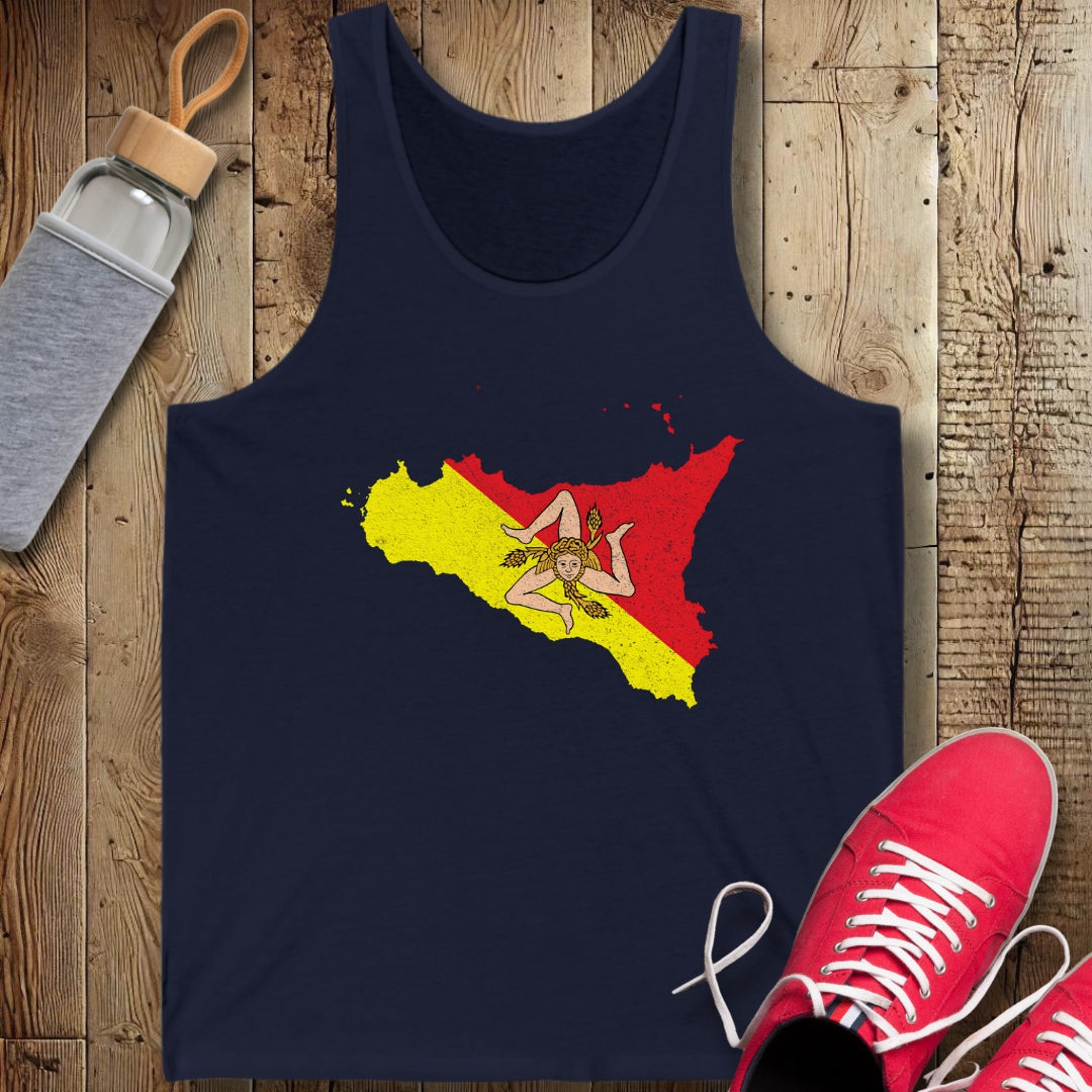 Sicilian Map with Trinacria Unisex Jersey Tank