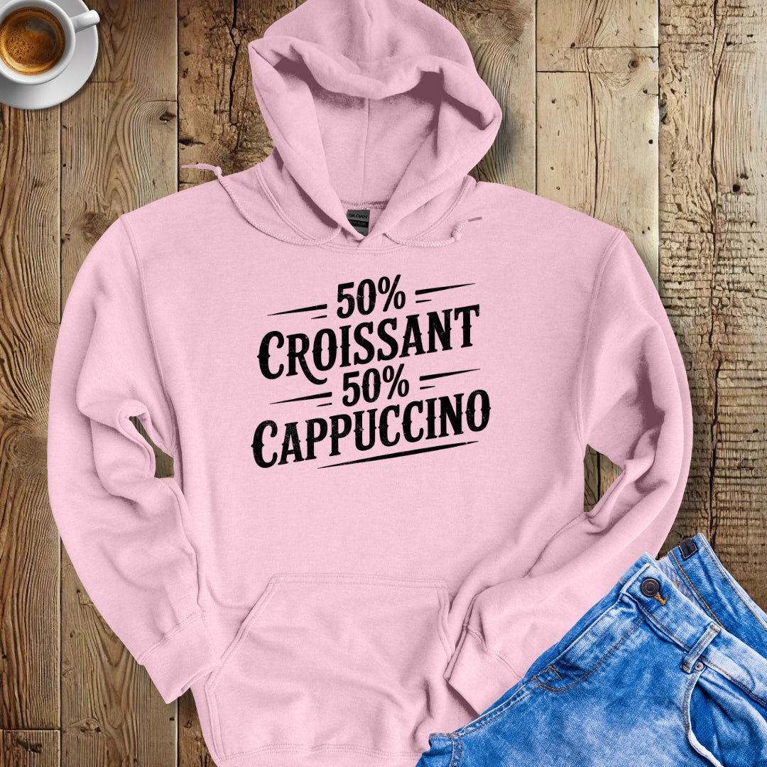 50% Croissant 50% Cappuccino Half French Italian Hoodie Sweatshirt