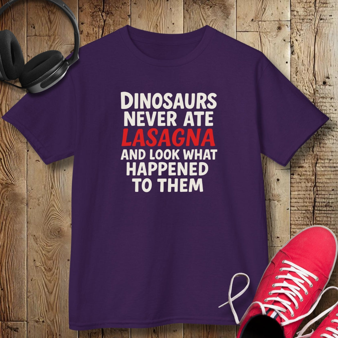 Dinosaurs Never Ate Lasagna Kids Tee