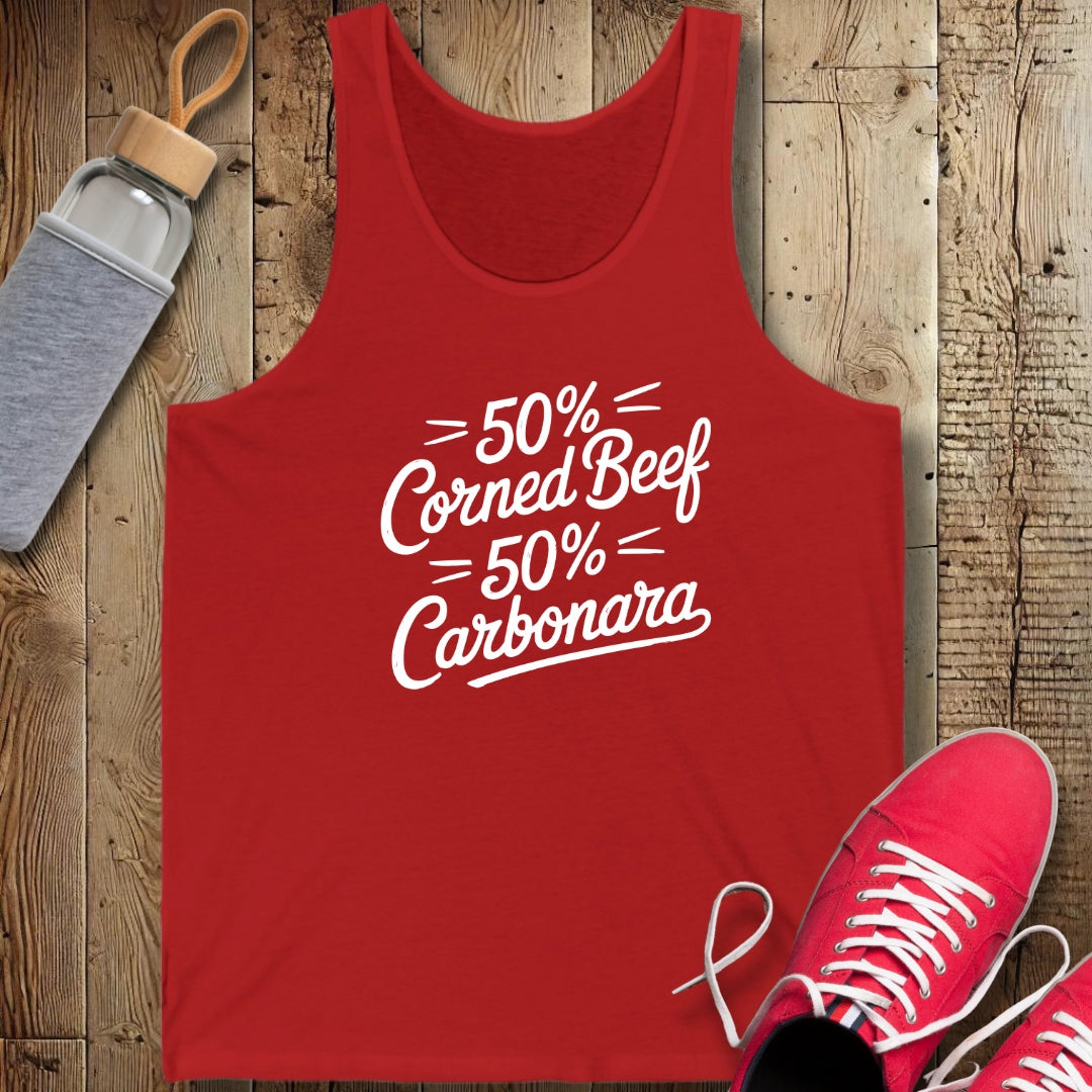 50% Corned Beef 50% Carbonara Half Irish Italian Unisex Jersey Tank