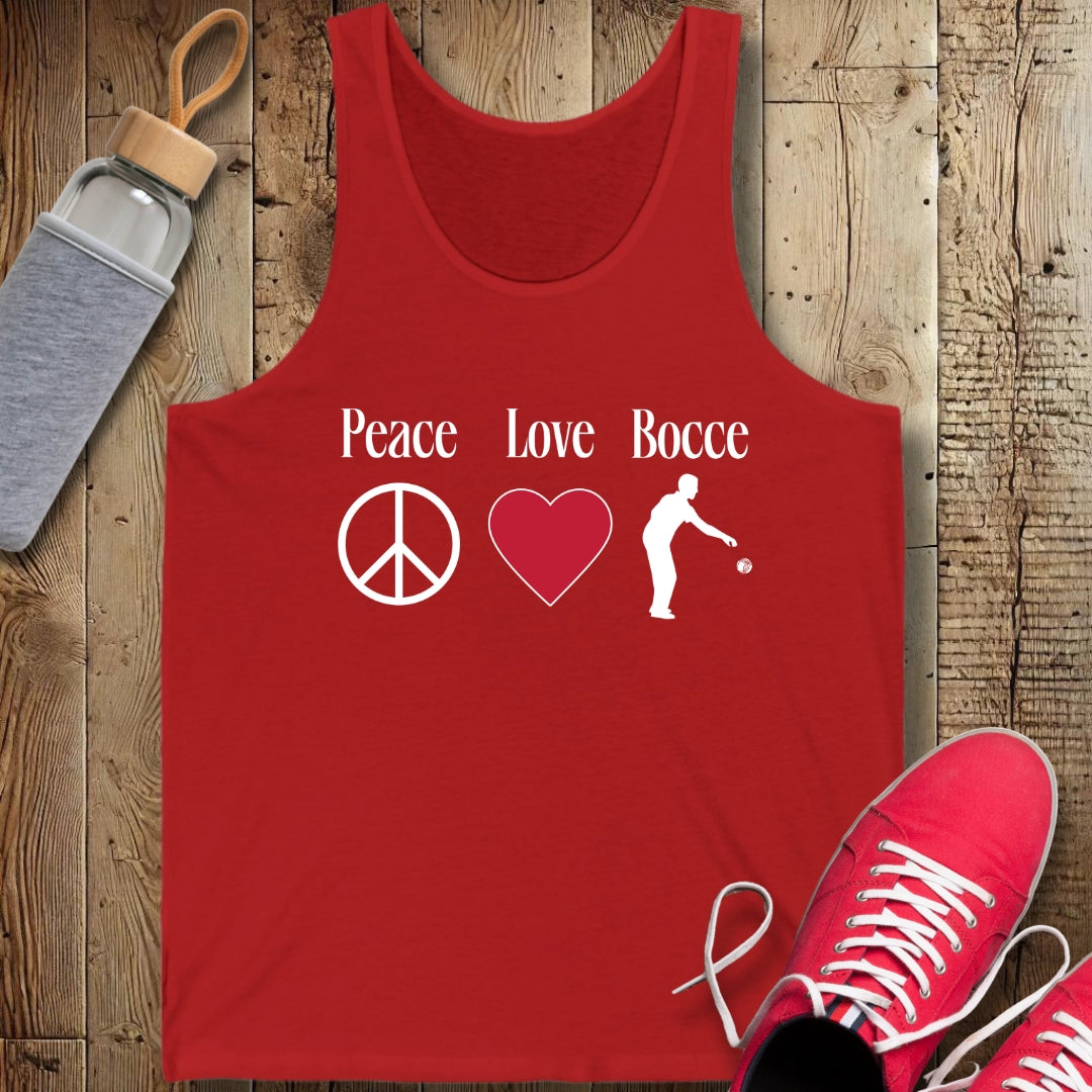 Peace Love Bocce Unisex Jersey Tank