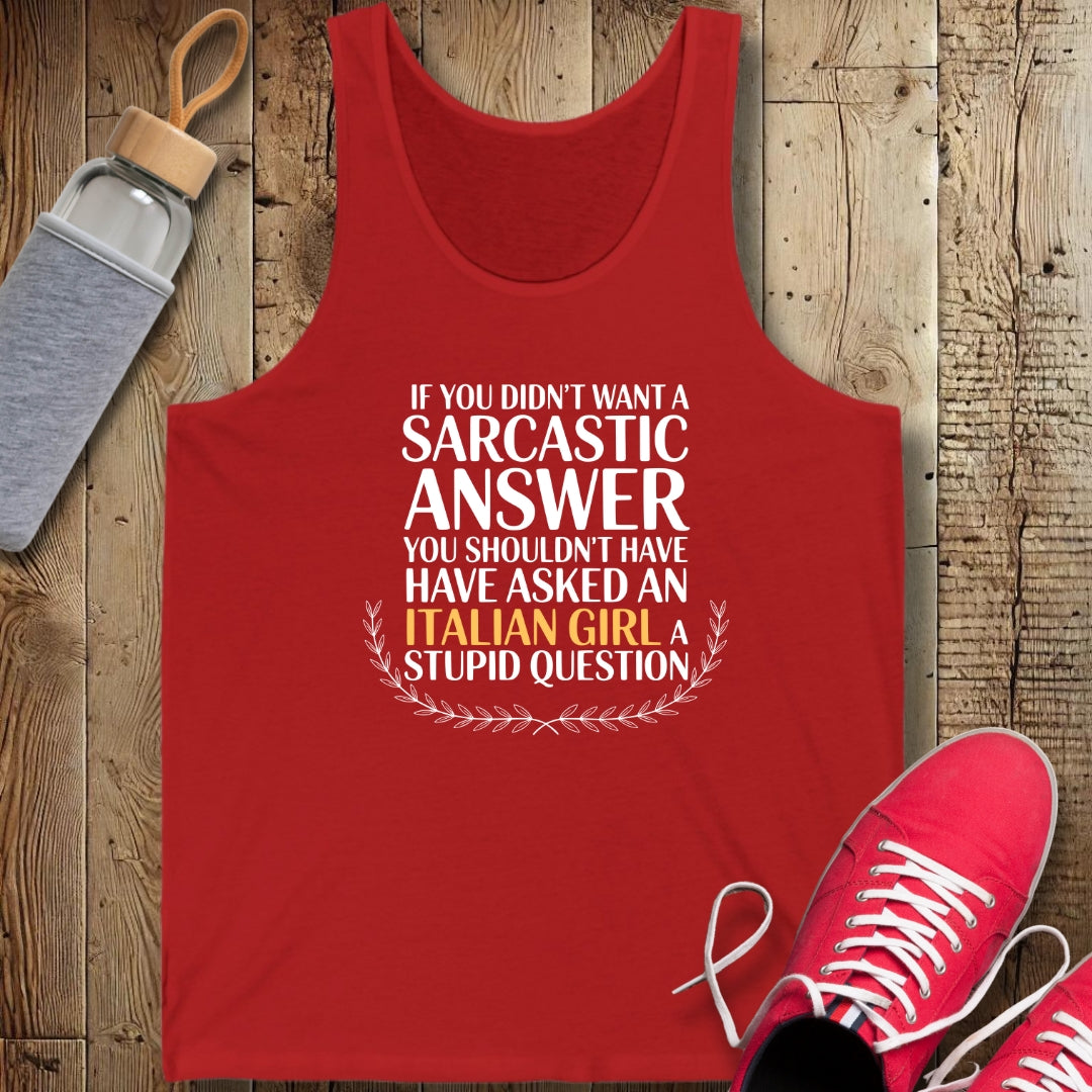 Sarcastic Answer Italian Girl Unisex Jersey Tank