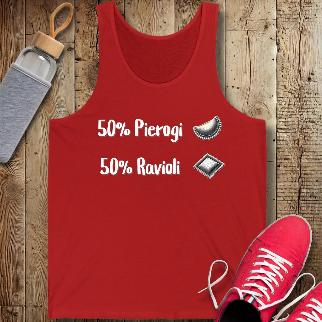 50% Pierogi 50% Ravioli Half Polish Italian Unisex Jersey Tank