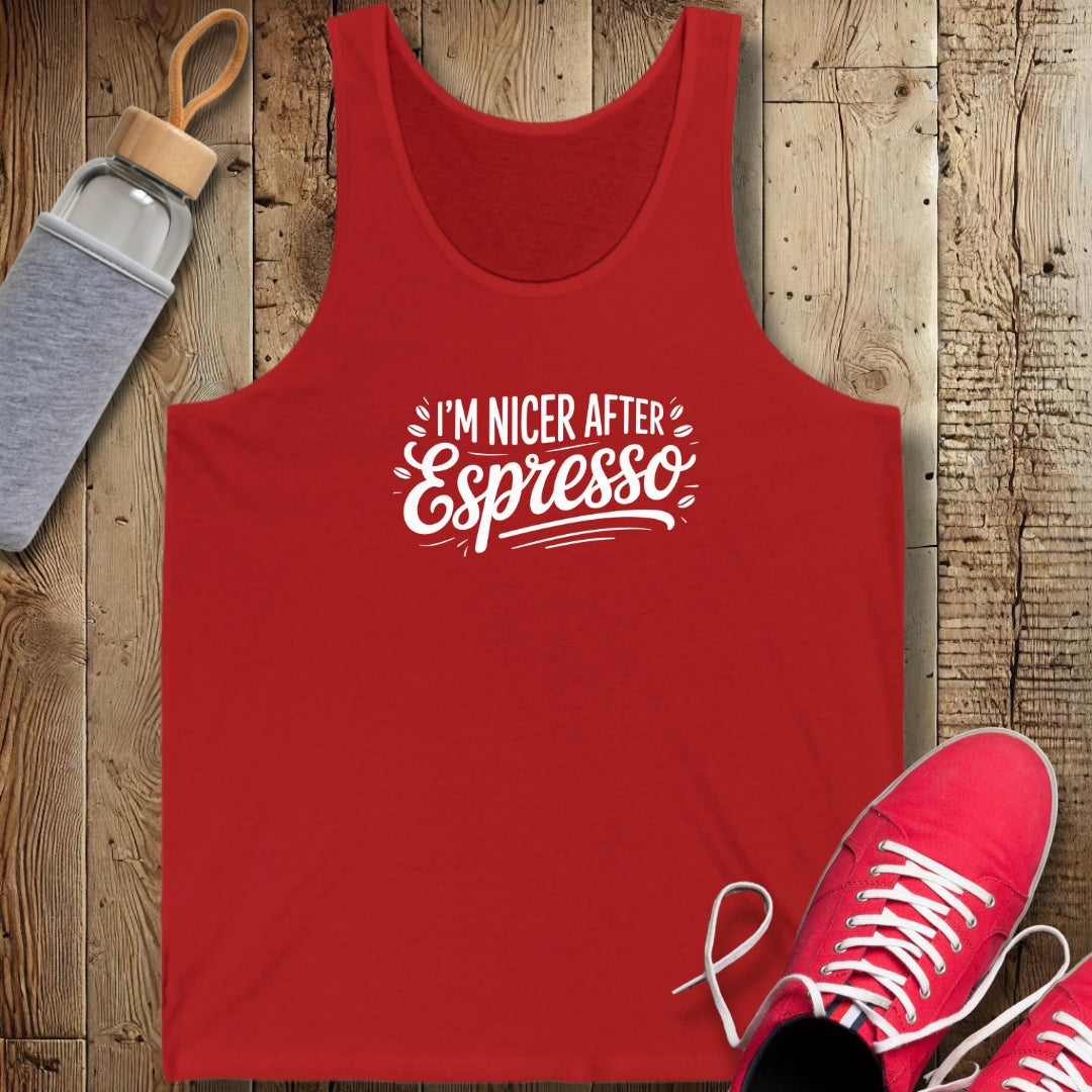 I'm Nicer After Espresso Unisex Jersey Tank
