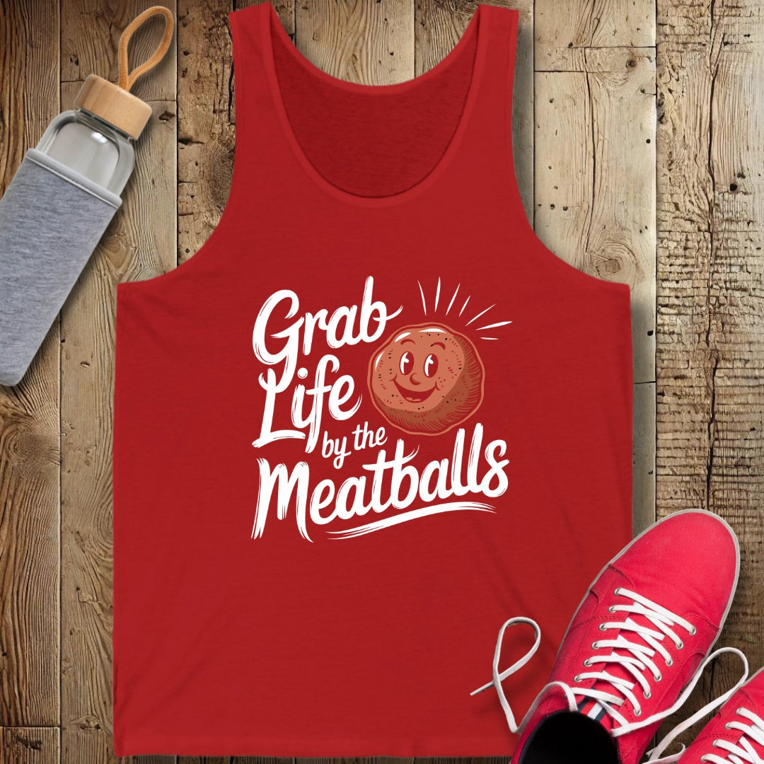 Grab Life By The Meatballs Unisex Jersey Tank
