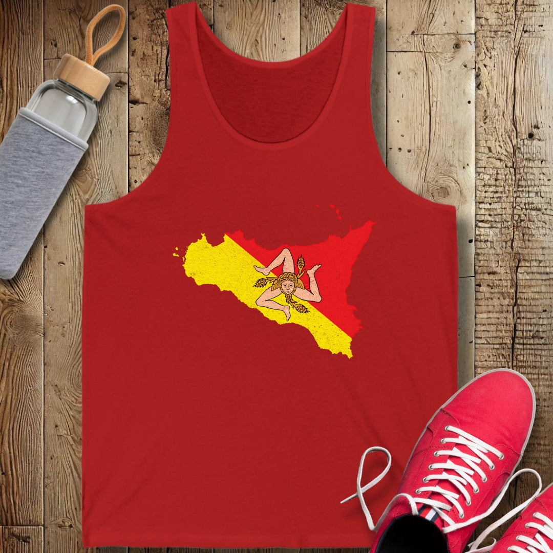 Sicilian Map with Trinacria Unisex Jersey Tank