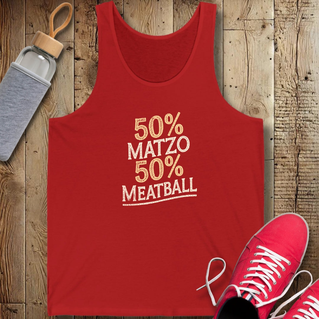 50% Matzo 50% Meatball Half Jewish Italian Unisex Jersey Tank