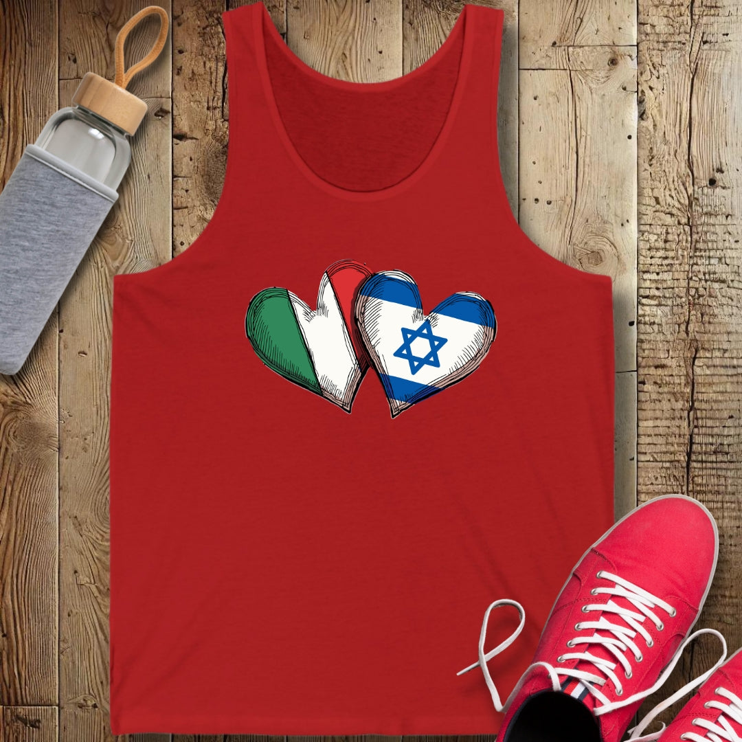 Half Jewish Italian Heart Flags Unisex Jersey Tank