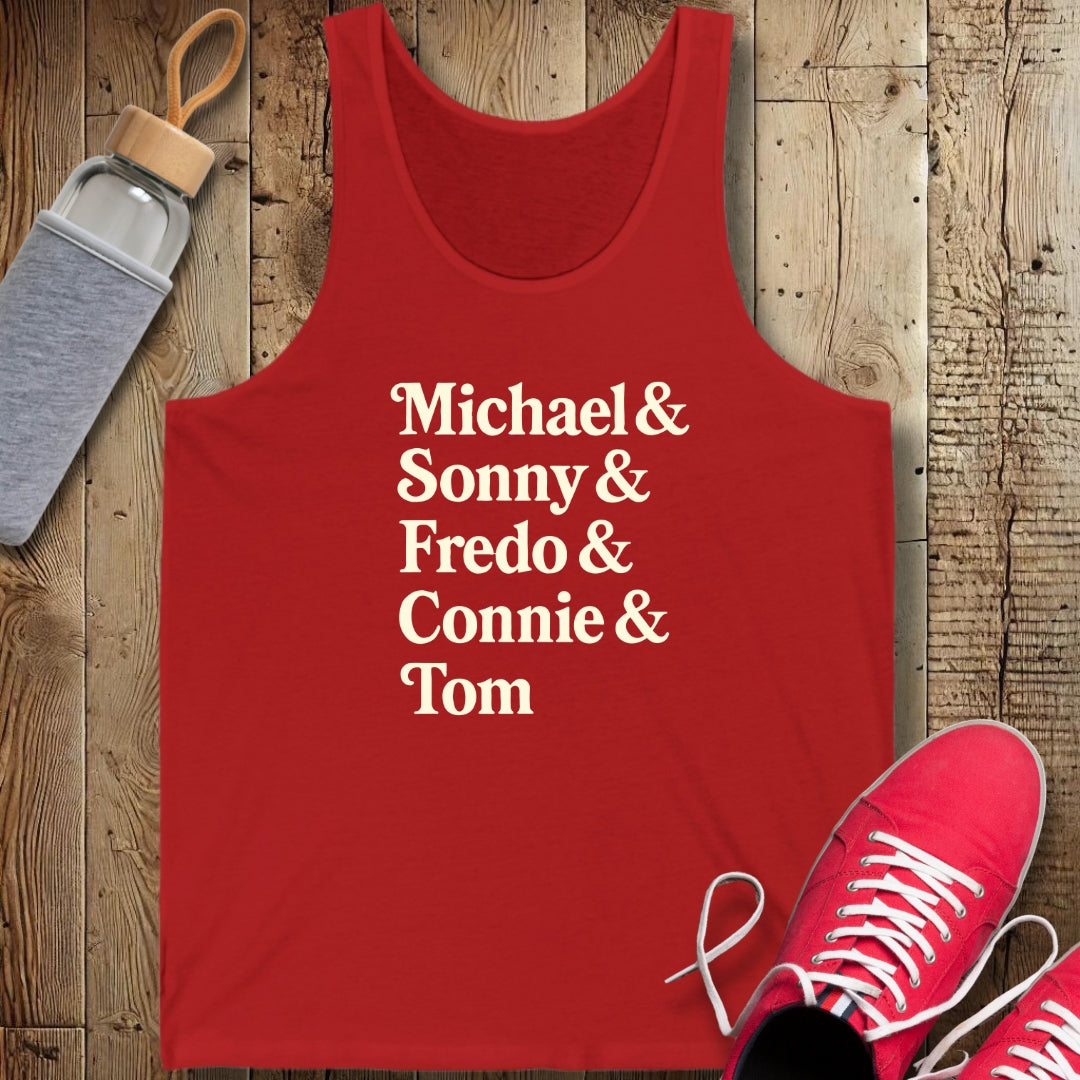 Michael & Sonny & Fredo & Connie Godfather Names Unisex Jersey Tank