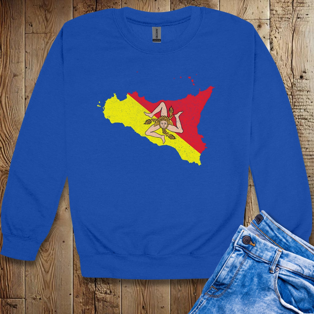 Distressed Style Map of Sicily Sicilia Sweatshirt