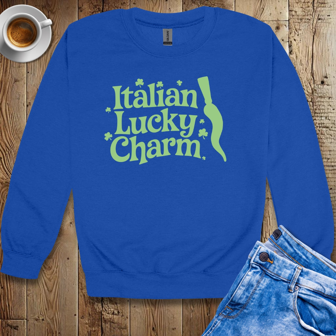 Italian Lucky Charm Cornicello Malocchio Pendant Irish Green Sweatshirt