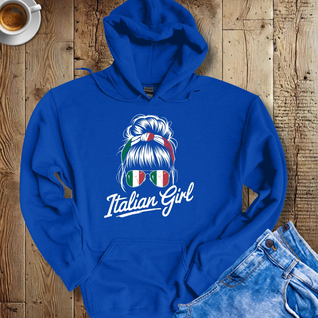 Italian Girl Messy Bun Hoodie Sweatshirt