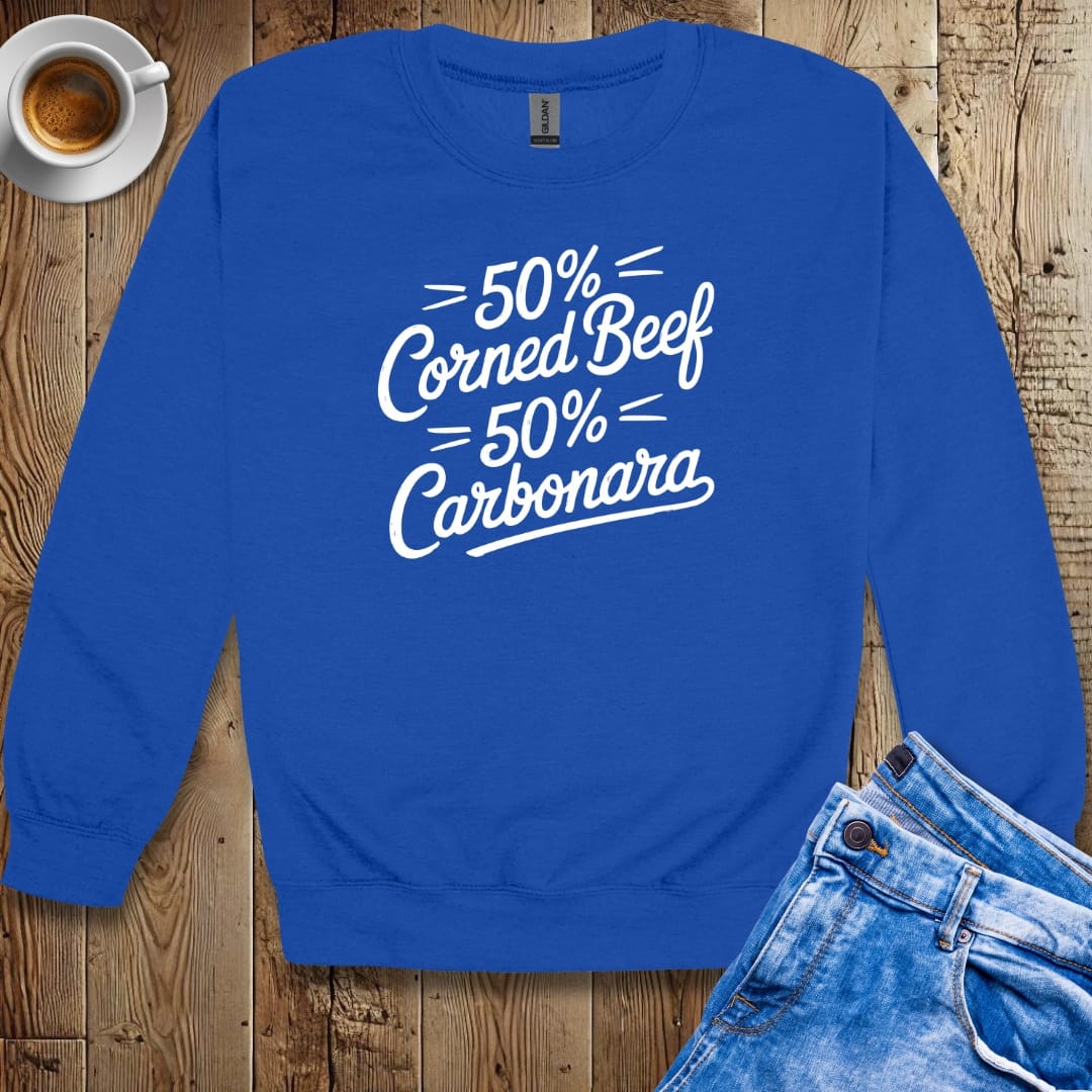 50% Corned Beef 50% Carbonara Half Irish Italian Sweatshirt