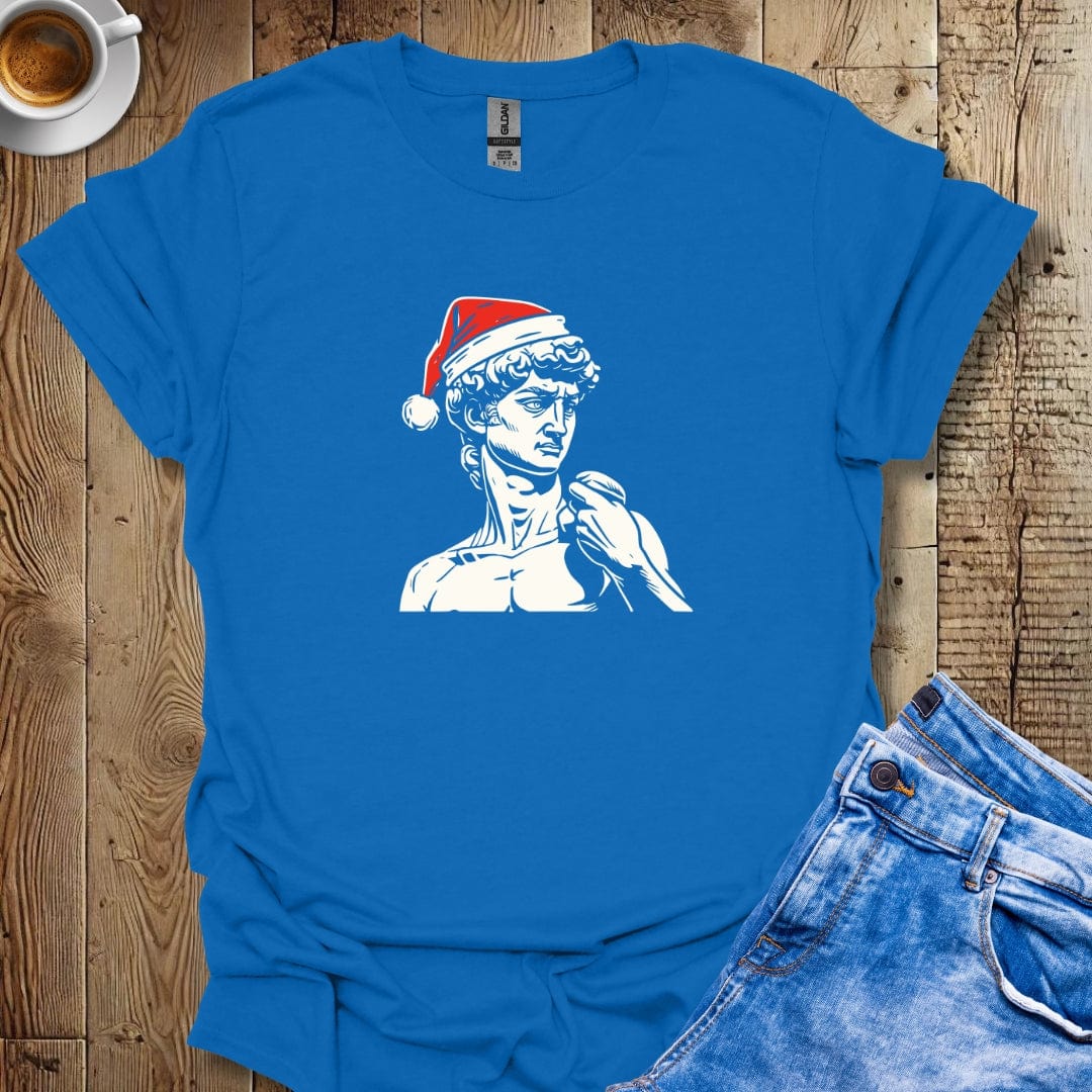 Statue Of David In Santa Hat Italian Christmas T-shirt