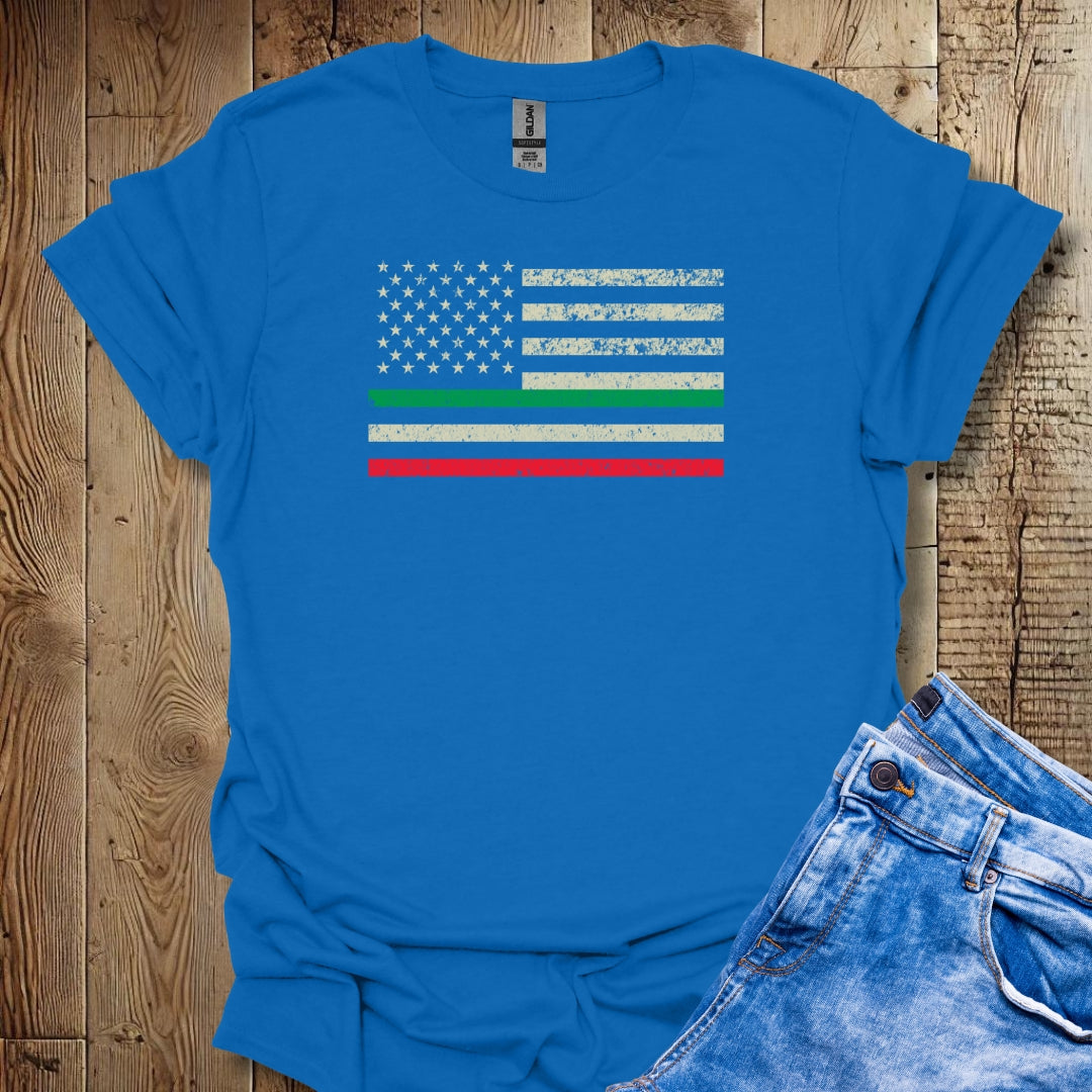 American Italian Distressed Flag T-shirt