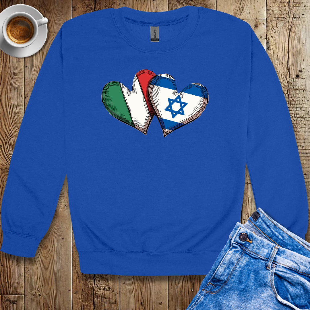 Half Jewish Italian Heart Flags Sweatshirt