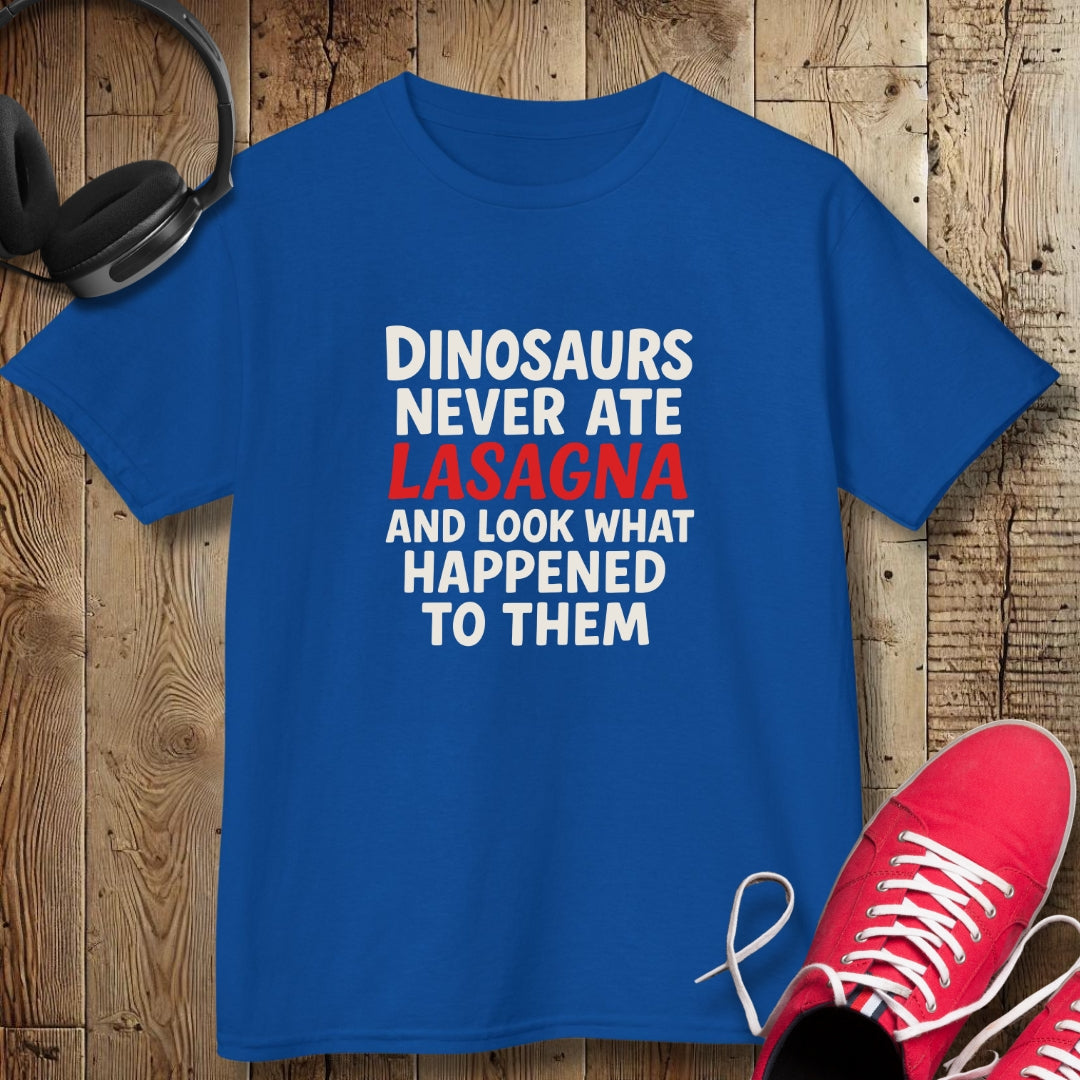 Dinosaurs Never Ate Lasagna Kids Tee