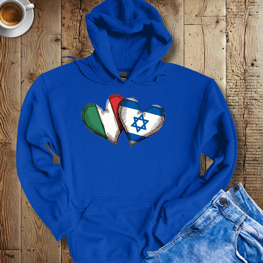 Half Jewish Italian Heart Flags Hoodie Sweatshirt