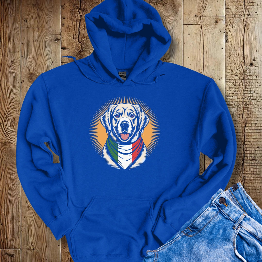 Golden Retriever Italian Flag Bandana Hoodie Sweatshirt