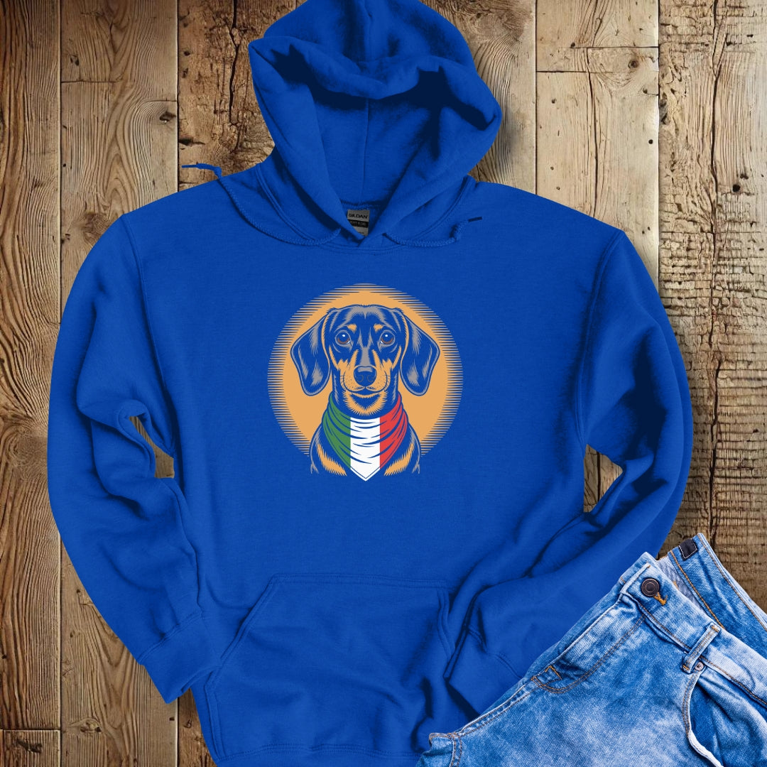 Dachshund Italian Flag Bandana Hoodie Sweatshirt