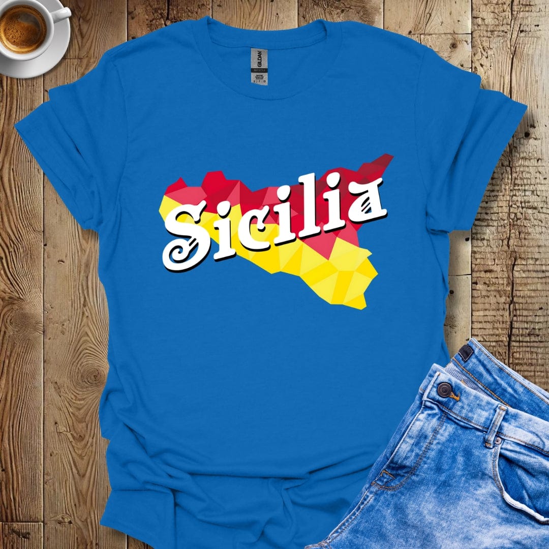 Sicilia with Modern Map of Sicily Italian Pride T-shirt