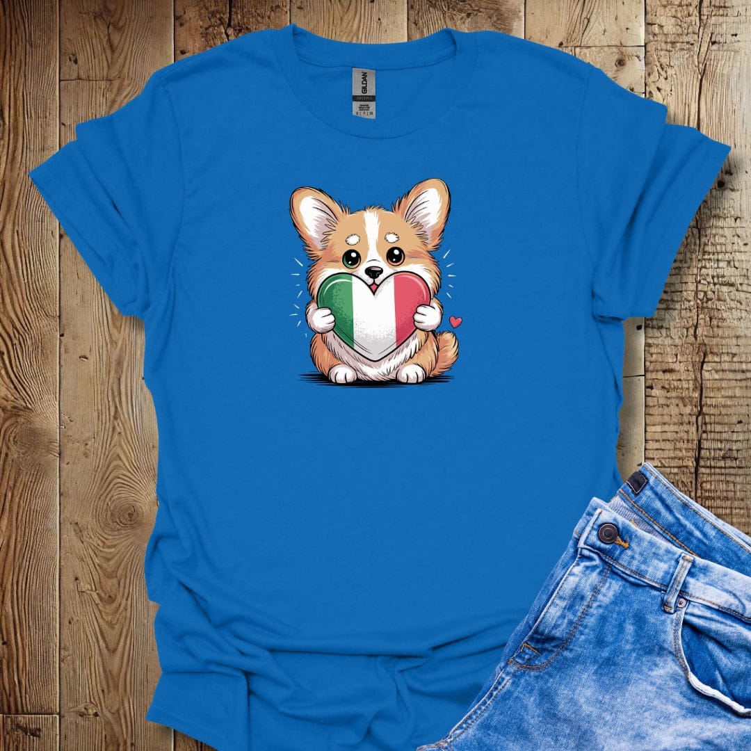 Corgi Puppy with Italian Heart Flag T-shirt