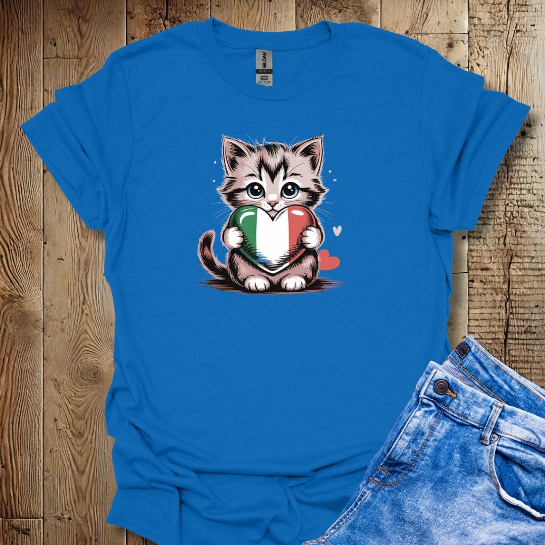 Kitten with Italian Heart Flag T-shirt