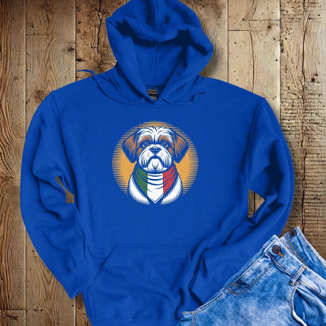 Shih Tzu Italian Flag Bandana Hoodie Sweatshirt