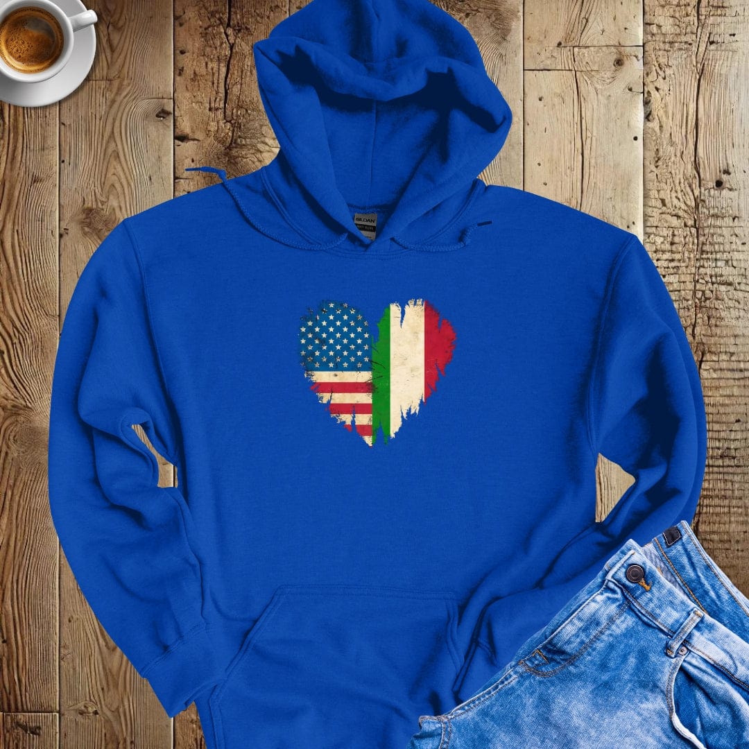 American Italian Flag Heart Hoodie Sweatshirt