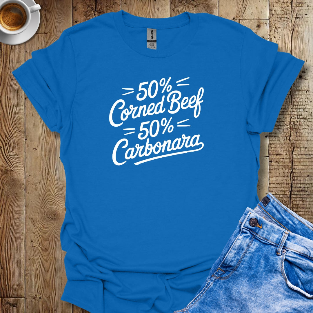 50% Corned Beef 50% Carbonara Half Irish Italian T-Shirt