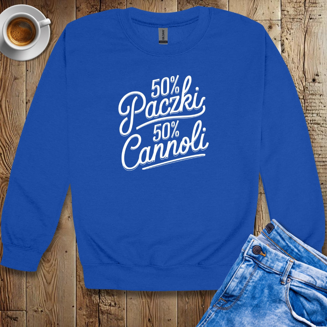 50% Paczki 50% Cannoli Half Polish Italian Crew Neck Sweatshirt