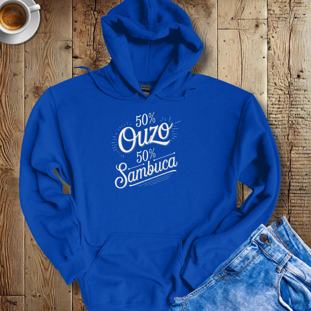 50% Ouzo 50% Sambuca Half Greek Half Italian Hoodie Sweatshirt