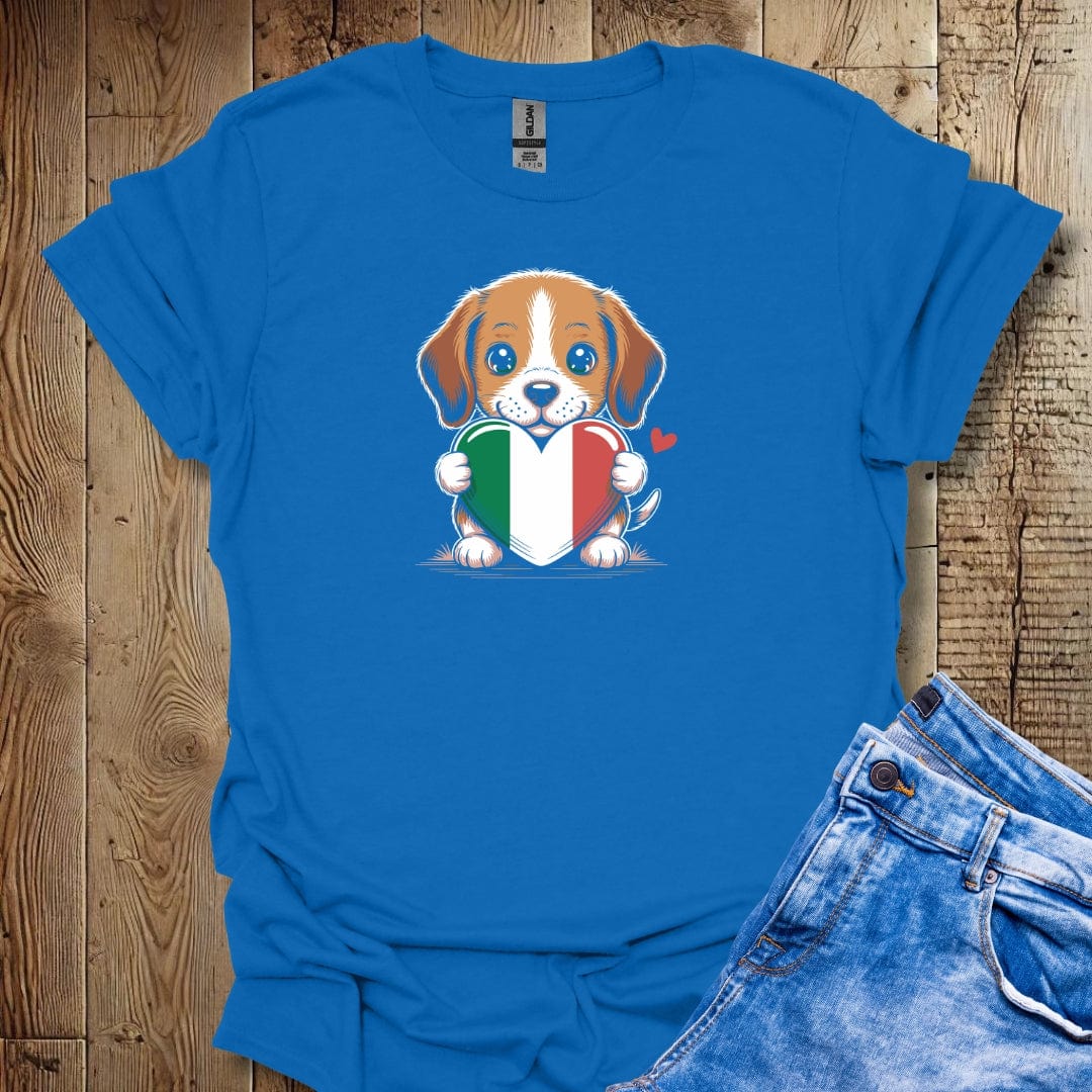 Beagle Puppy with Italian Heart Flag T-shirt