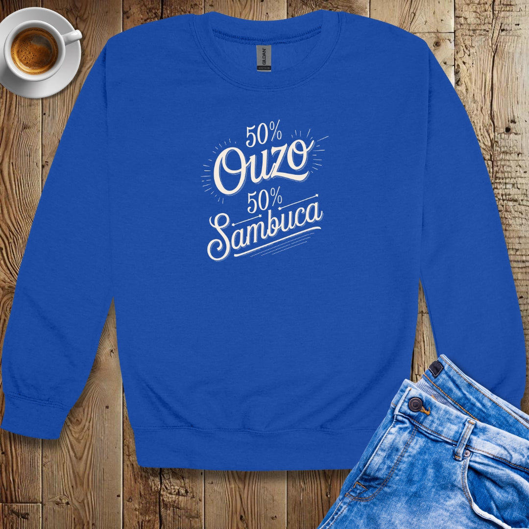 50% Ouzo 50% Sambuca Half Greek Italian Sweatshirt