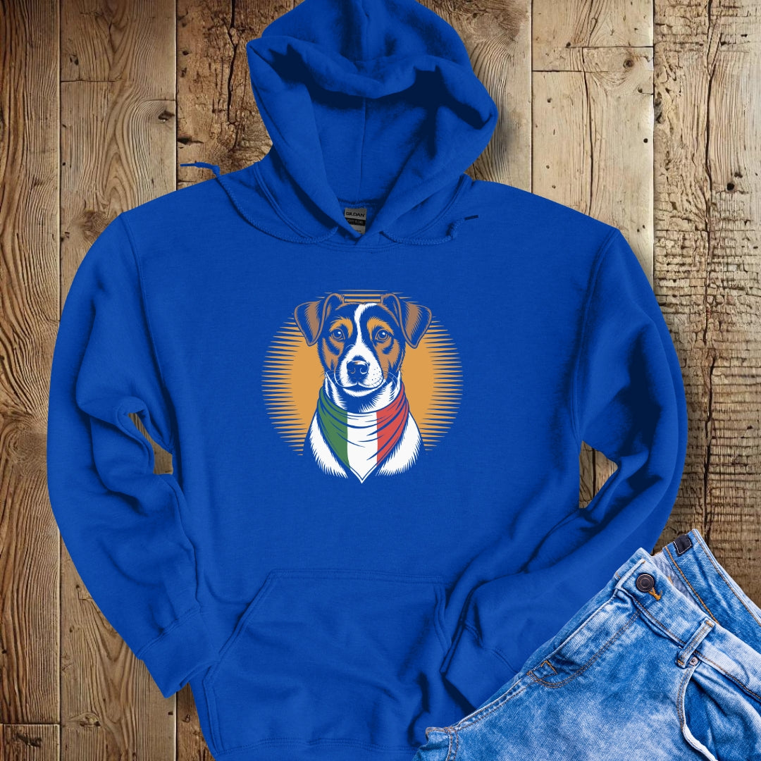 Jack Russell Italian Flag Bandana Hoodie Sweatshirt