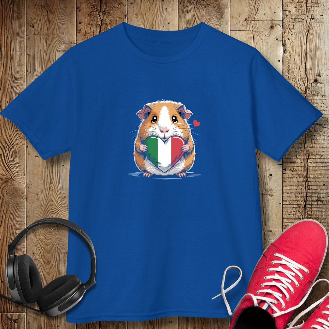 Guinea Pig with Italian Heart Flag Kids Tee