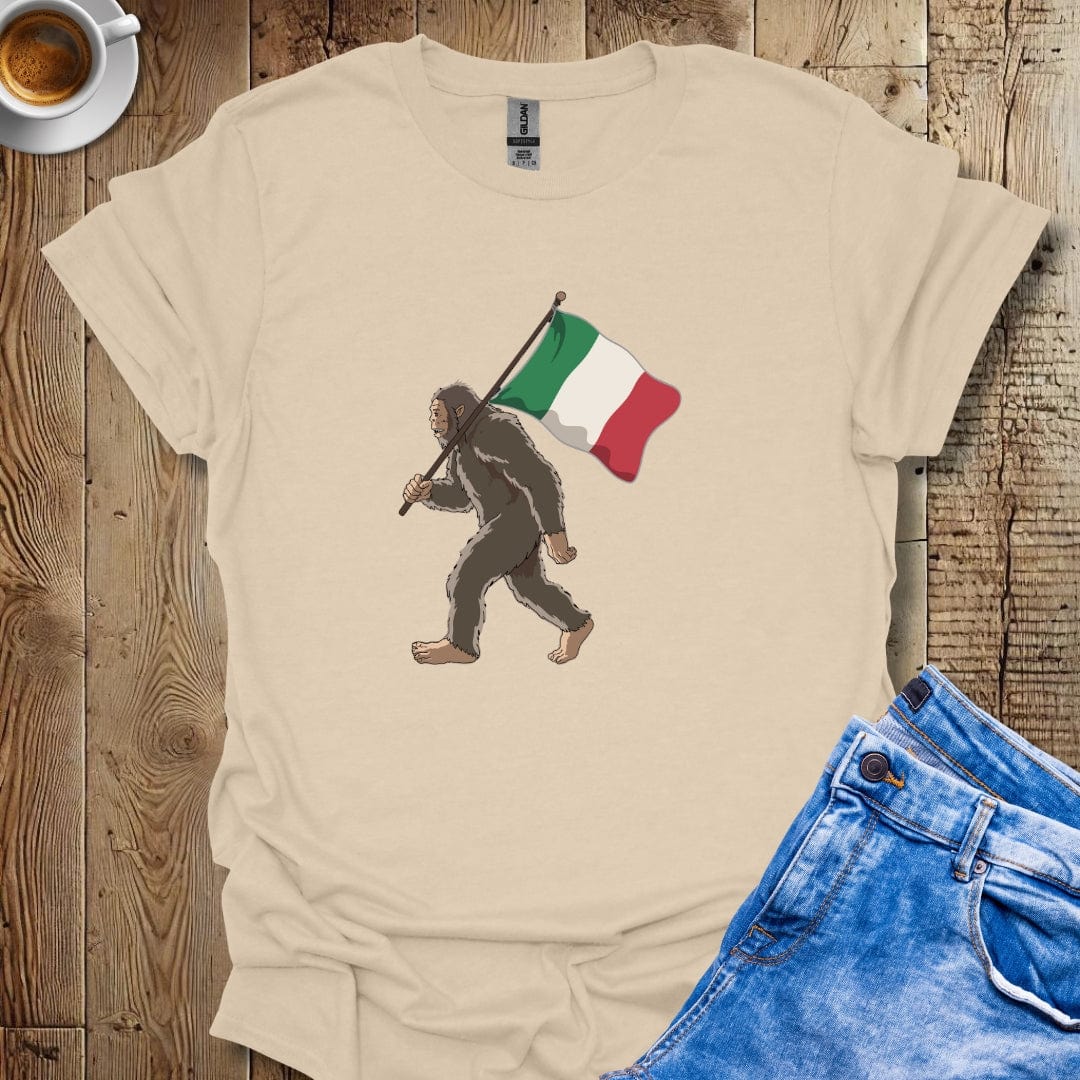 Sasquatch Big Foot with Italian Flag T-shirt