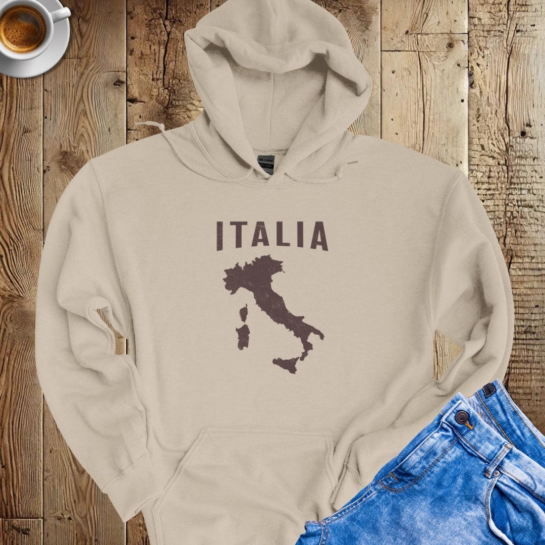 Distressed Italia Map Hoodie Sweatshirt