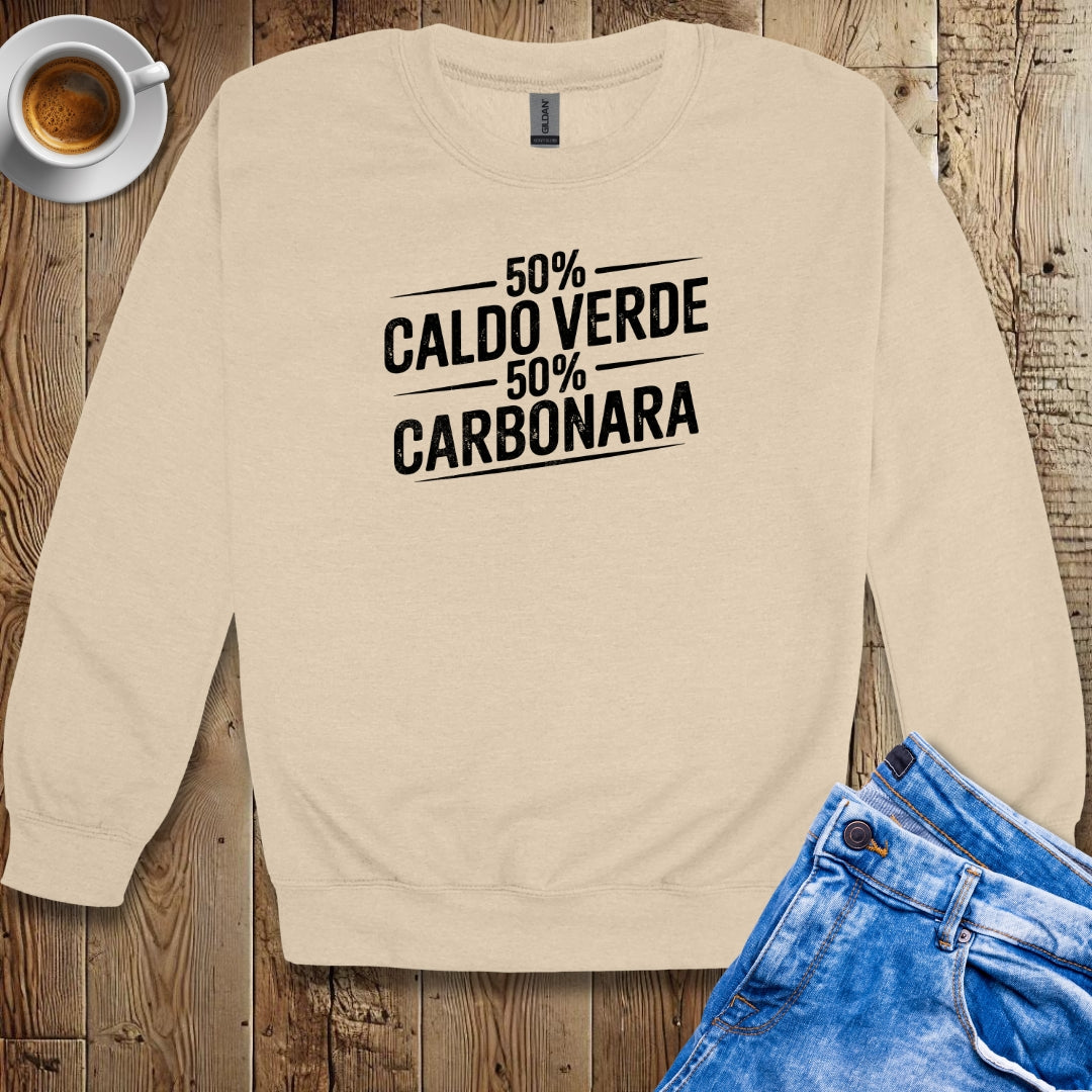 50% Caldo Verde 50% Carbonara Half Portuguese Italian Crew Neck Sweatshirt