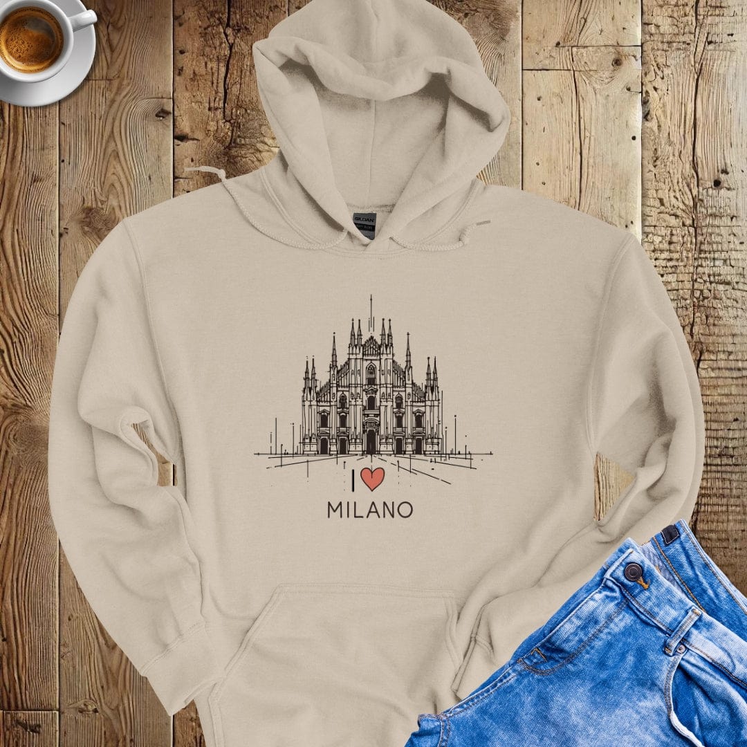 I Love Milano Duomo Minimalist Hoodie Sweatshirt
